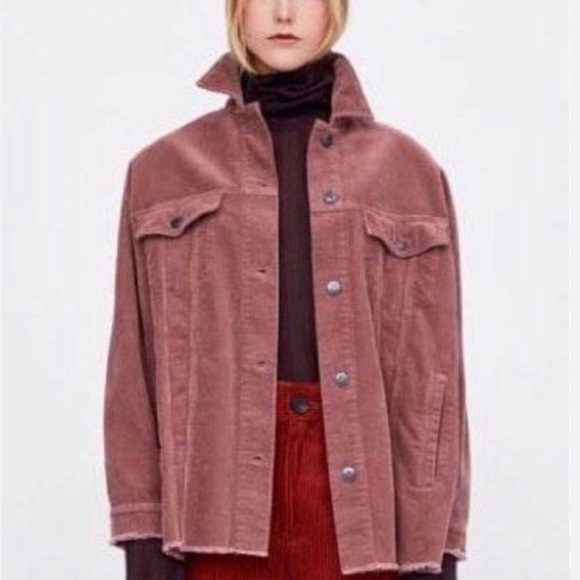 SOLD ❌ZARA Pink Ribbed Corduroy Cord Jacket | Women’s Size M | Overshirt - Picture 1 of 4